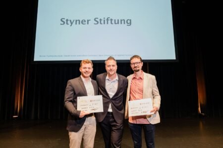 Feierlicher Abschluss für den Ingenieurnachwuchs Styner-Preis 2026 – Elia Lenti (1. Preis, CHF 10'000) und Kilian Schürch (2. Preis, CHF 5'000).