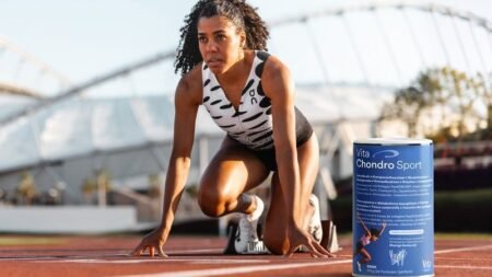 Mehr Leistung, bessere Regeneration: Vita Chondro Sport für ambitionierte Freizeitsportler Vita Chondro Sport – entwickelt mit der Schweizer Spitzenathletin Mujinga Kambundji.